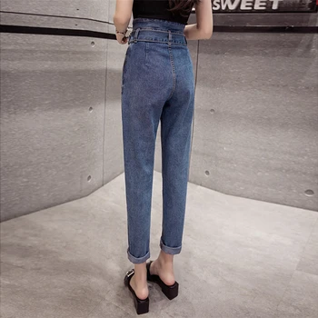 Colorfaith 2019 Ženske Jeans Priložnostne Visoko Pasu Hlače Svinčnik Hlače Za Dame Grils Gleženj Dolžina Korejskem Slogu Modrega Jeansa J1115