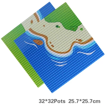Composable DIY gradniki Plaži Otoka Osnovno Ploščo Opeke Odbor Morju, Reki, Peščene majhne velikosti Blokov, Igrače, Darila Otroke