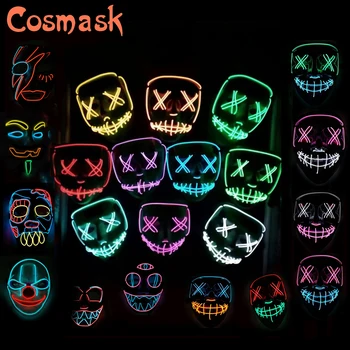 Cosmask Halloween Mešajo Barvni Led Masko Stranka Masko Maškarada Maske Neon Maske Luč Sveti V Temi Grozo Masko, Masko Žareče