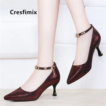 Cresfimix ženske seksi stranka vino rdeče stiletto ženske klasičnih visoko kakovost črno visoke pete, čevlji nočni klub črpalke zapatos a5560