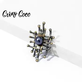 Cring Coco Letnik Black Pearl Broške Žensko Geometrijo Nakit Pin Priložnostne Stranka Broška Zatiči Darila za Ženske Dropshipping 2020