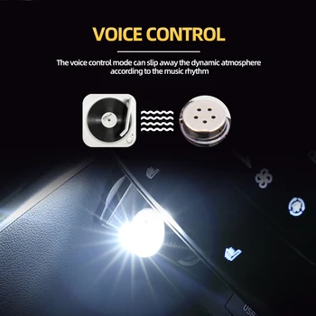 CROSSFOX USB Avto Razpoloženje LED Vzdušje, Glasba, Svetloba, Brezžični Dotik Zvoka Nadzor Auto Notranje Okrasne Svetilke RGB Pisane Načini