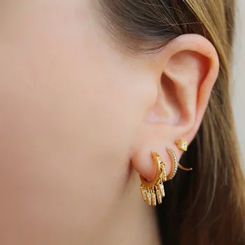 Cz spike čar hoop uhan zlato barvo moda za ženske dekle darilo 2018 nove najnovejše design elegantno Elegantno samo arround uho mini obroče