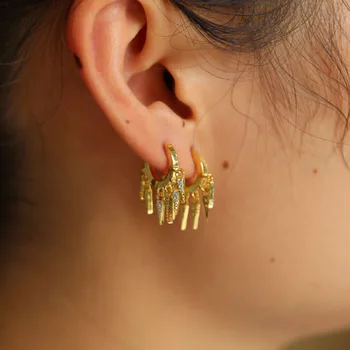 Cz spike čar hoop uhan zlato barvo moda za ženske dekle darilo 2018 nove najnovejše design elegantno Elegantno samo arround uho mini obroče