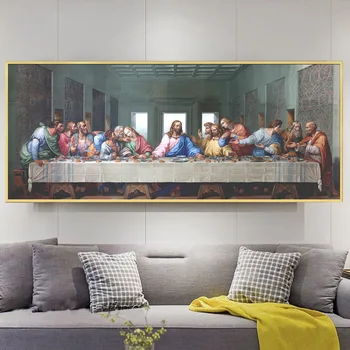 Da Vinci Slavni Slika Zadnja Večerja Oljna Slika, Platno, Tisk Razmnoževanje Plakatov In Fotografij Wall Art Dekor Cuadros Sliko