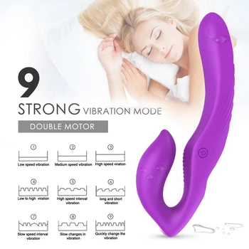 Daljinsko Nosljivi Dildo, Vibrator Za Lezbijke, 9 Hitrosti Slicone Klitoris Spodbujanje Dvojne Glave Vibrator Sex Igrače Za Ženska Igrača Za Odrasle