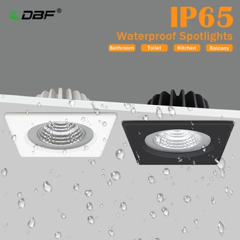 [DBF]IP65 Vodotesen LED Spot Luč 5W 7W 12W 15W/Črna / Bela Kvadratni Vgradni Downlight Kopalnici Stropne Svetilke 3000K/4000K/6000K