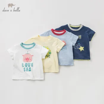 DBJ10358 dave bella baby boy summer malčke baby modni t-shirt malčka vrh otroke visoke kakovosti tees tiskanih obleke