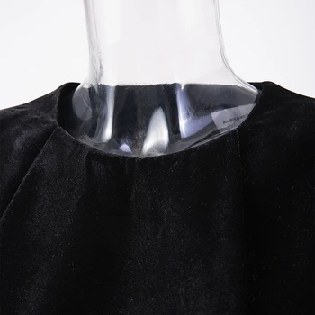 DEAT 2021 Novo Pomlad In Poletje Modni Priložnostne Dolg Rokav Diamond Visoko Pasu Zadrgo Črnega Žameta Slim Obleka Ženske SH197