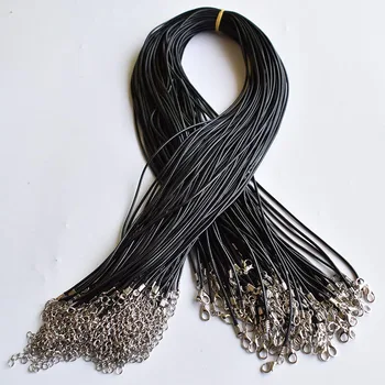 Debelo 100 kozarcev/veliko 1,5 mm black Vosek Usnje kabel vrv ogrlice 60 cm z Jastog zaponko nakit za diy obeski brezplačna dostava