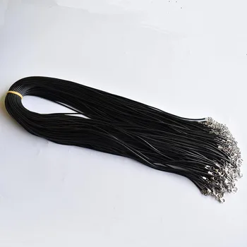 Debelo 100 kozarcev/veliko 1,5 mm black Vosek Usnje kabel vrv ogrlice 60 cm z Jastog zaponko nakit za diy obeski brezplačna dostava