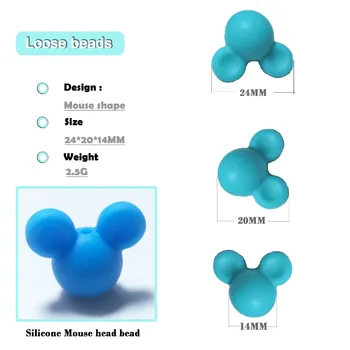 Debelo 10pcs/ Veliko Mickey Baby Začetnih Kroglice Risanka Silikonske Kroglice Za Ogrlice BPA Free Silikonski Svoboden Noge zdravstvene Nege DIY