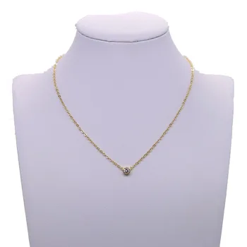 Debelo preprost nakit eno ploščo 4 mm kubičnih cirkonij občutljivo minimalno zlato barvo minimalističen poslastica cz ogrlica
