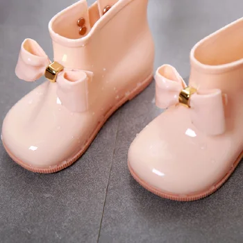 Dekleta dež copati otroci baby botas otroci čevlji PVC nepremočljiva Non-slip Vode Čevlji malčka čevlji Z Plišastih Topli Škornji