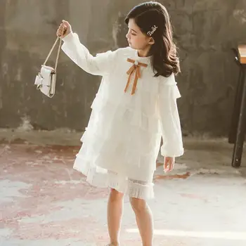 Dekleta Obleko 2020 Dolg Rokav Pomlad Čipke Srčkan Princesa Obleke Za Dekleta Mozaik Baby Dekleta Večplastna Otroci Stranka Obleko Oblačila