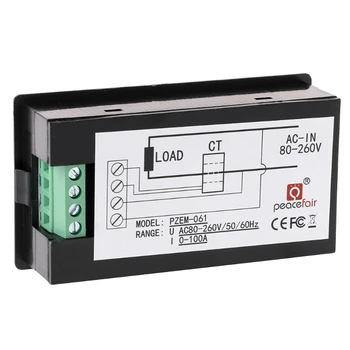Digital AC 80-260V 100A 4IN1 napetost, trenutna moč energije Voltmeter Ampermeter Watt Moči Meter S Split CT