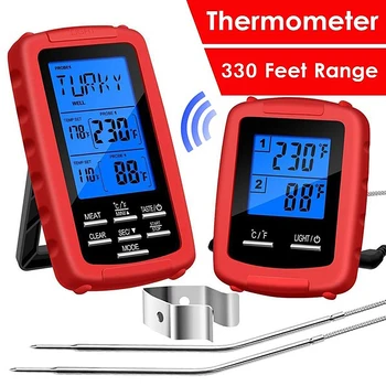 Digitalni LCD Kuhinja BBQ Termometer Dvojno Sonda za Odkrivanje Kuhanje žar Žar Meso Detektor 330ft Brezžični Daljinski