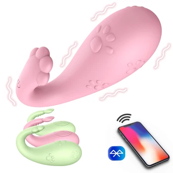 Dildo Silikonska Muca Vibrator Bluetooth APLIKACIJO Wireless Control G-Spot Klitoris Masaža Vibracijsko Jajce Igre za Odrasle Sex Igrače za Ženske