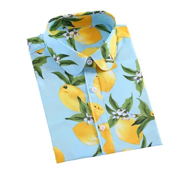 Dioufond Poletje Womens Vrhovi in Vintage Bluze Cvetlični Ženske Majice Dolg Rokav Dame Vrhovi Plaži Limone Majica Plus Velikost 2019