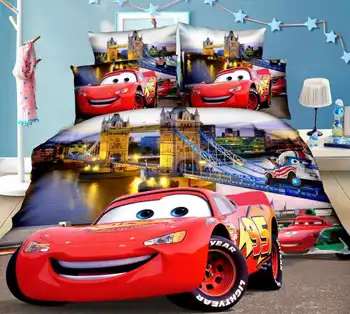 Disney Cars McQueen Posteljnina Nabor Rjuhe Zajema En Dvojček Velikost Spalnica Dekoracijo Fant, otroške Plenice Posteljo 2/3 Kosov Rdeče Vijolična