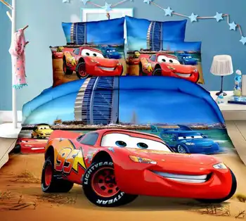 Disney Cars McQueen Posteljnina Nabor Rjuhe Zajema En Dvojček Velikost Spalnica Dekoracijo Fant, otroške Plenice Posteljo 2/3 Kosov Rdeče Vijolična