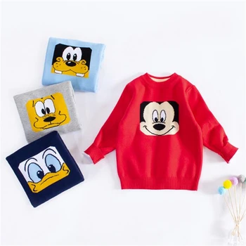 Disney otroška Puloverju Pulover Mickey Mouse Baby Fantje Dekleta Puloverji Vrhovi Toplo Dolg Rokav Pletene Obleke Otroci Bluzo Majica