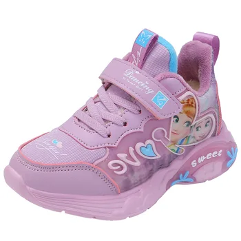 Disney otroška risanka zamrznjene princesa dekle mehko-soled priložnostne čevlji, športni čevlji plus žamet toplo študent tekaški športni copati