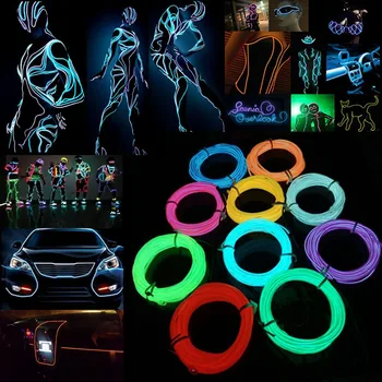 DIY LED Maske Sijaj EL Žice Kabel Fleksibilni, Neon, Luči Vodotesen LED Trak Svetlobe Za Avto Čevlji, Oblačila Dekor Halloween Dekoracijo