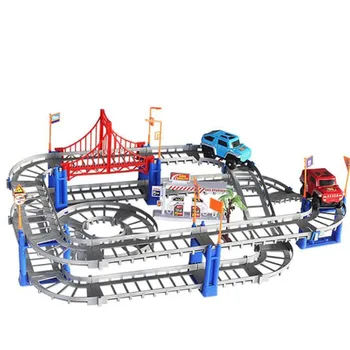 DIY Različnih 3D Električna tirna Hitrost Avto Vlak Model, Barvo Track Racing Avto Zabavno Montažo Igračo Darilo za Rojstni dan Za Otroke Fantje