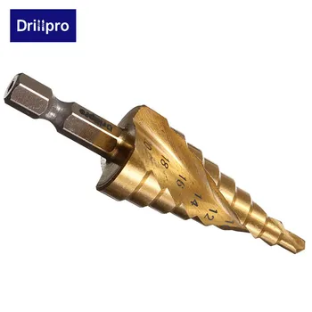 Drillpro 3pcs HSS Spiralni Profilirane Center Drill Bit 4-12/20/32mm Trdna Karbida Mini Svedra Titana Korak Cone Drill Bit