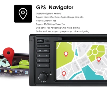 DSP Android 10 1din Avto GPS Radio DVD za BMW E38 E39 5 7 X5 E53 Stereo Audio (Stereo zvok Navigacije 4G WIFI USB Glavo Enota Multimedijski Predvajalnik