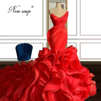 Dubaj Design Rdeče Dolgo Stopenjski Formalno Večerne Obleke 2021 Vestidos De Fest Bližnjem Vzhodu Ženske Prom Oblačenja Morska Deklica Arabski Stranka Obleke