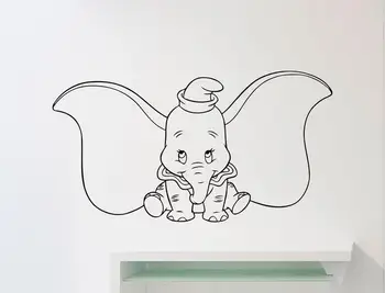 Dumbo Slon Vinilna Risanke Živali Vinil Stenske Nalepke Vrtec Sobe Doma Notranje Zadeve Art Dekor Izmenljive Zidana