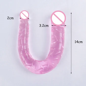 Dvojni Dong Realističen Penis Adult Sex Igrače za Žensko & Lesbian,spodbujanje Vagine& Rit Realne zaradi dildos analni butt plug