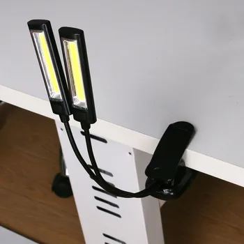 Dvojno Glavo, Roke LED Prilagodljiva Tabela lahki Prenosni COB LED Clip-on Študija Branje Desk Luči S Kablom USB AAA Baterije Svetilke