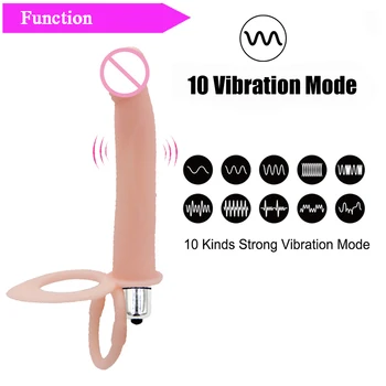 Dvojno Penetracijo G-Spot Vibrator Igre Za Odrasle Sex Igrače Za Ženske Moški Penis Strapon Analni Dildo Trak Na Butt Plug Sex Shop Rokavice