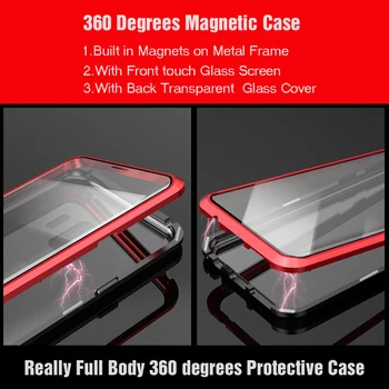 Dvojno stransko steklo Magnetni primeru za Vivo X23 X27 Pro Z5X NEX 2 IQOO Alumium kovinski 360-stopinjski Polno Kritje Primera