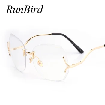 Edinstven Modni Prevelik Rimless sončna Očala Ženske Gradient Kovinski Ovalne Vintage sončna Očala Očala Ženski Oculos UV400 375R