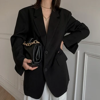 Eleganten Črn Blazer Fant Slog 2020 Novi Korejski Priložnostne Vse-Tekmo Kratek Blazerji Mujer Prevelik Jopič Feminino