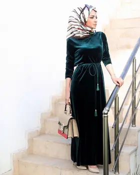 Elegantno Muslimanskih Žamet Abaya Polno Obleke Jopico Kimono Dolgo Haljo Halje Tunika Jubah Bližnjem Vzhodu Ramadana Arabsko-Islamska Oblačila