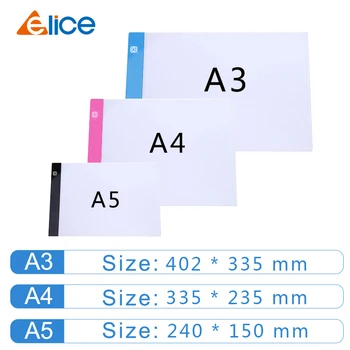 Elice A2 A3 A4 A5, ultra tanek LED Risanje Digitalne Grafike Pad USB LED Lučka tipke za risanje tablet, Elektronskih Umetnosti, Slikarstvo