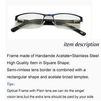 ESNBIE Novo Mens Očala Okvirji Kvadratnih Mens Pol kozarca Moških Optični Geek Očala Kovinski Očala Ženske Oculos De Grau 9185