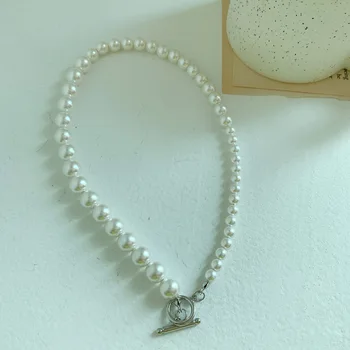 Evropski Ameriški preprosta ogrlica elegantno temperament sponke gradient velikosti označite pearl clavicle Choker veriga ženski trend