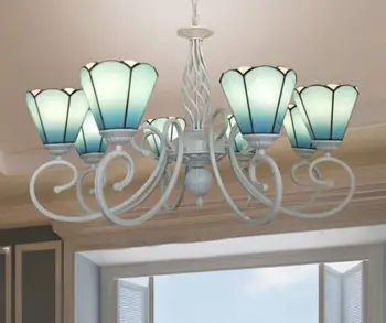 Evropski minimalističen bela dnevna soba lestenec Ameriški stekla spalnica lestenec Tiffany rustikalnem stilu jedilnico lučka