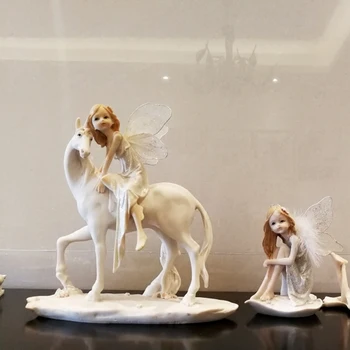 Evropski Smolo Flower Fairy Lepoto Angel Dekoracijo Obrti Ustvarjalne Figurice Doma Cafe Namizje Luštna Punca Ornament Dodatki