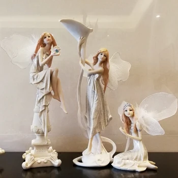 Evropski Smolo Flower Fairy Lepoto Angel Dekoracijo Obrti Ustvarjalne Figurice Doma Cafe Namizje Luštna Punca Ornament Dodatki