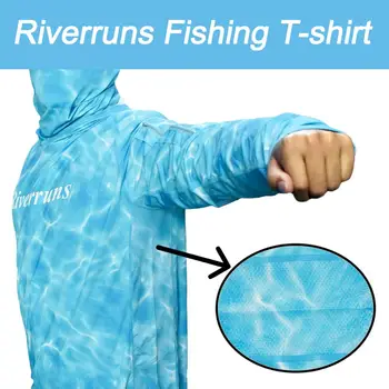 F Riverruns za Zaščito pred Soncem Lahki Ribolovne T-shirt, Ribolov Hoodie Dolgimi rokavi Majica za Moške in Ženske, Ribolov, Pohodništvo