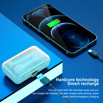 F9-3 TWS Bluetooth 5.0 Slušalke Brezžične Dotik Binaural Stereo Zmanjšanje Hrupa Šport Power LED Digitalni Zaslon S Polnjenjem Polje