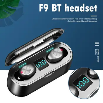 F9 TWS Bluetooth 5.0 Brezžične Slušalke Touch Kontrole Surround Slušalke Zmanjšanje Hrupa Čepkov z LED Zaslon Polnjenje Box