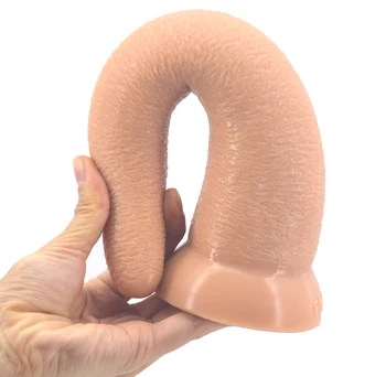 FAAK zlati ukrivljen dolgo dildo ox rog design mehki silikonski penis s sesalno analni čep sesalna g spot spodbujanje muco seks igrače
